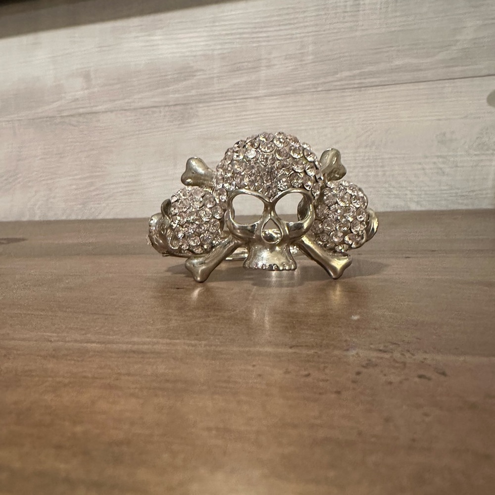 Skull Bangle Bracelet Rhinestone